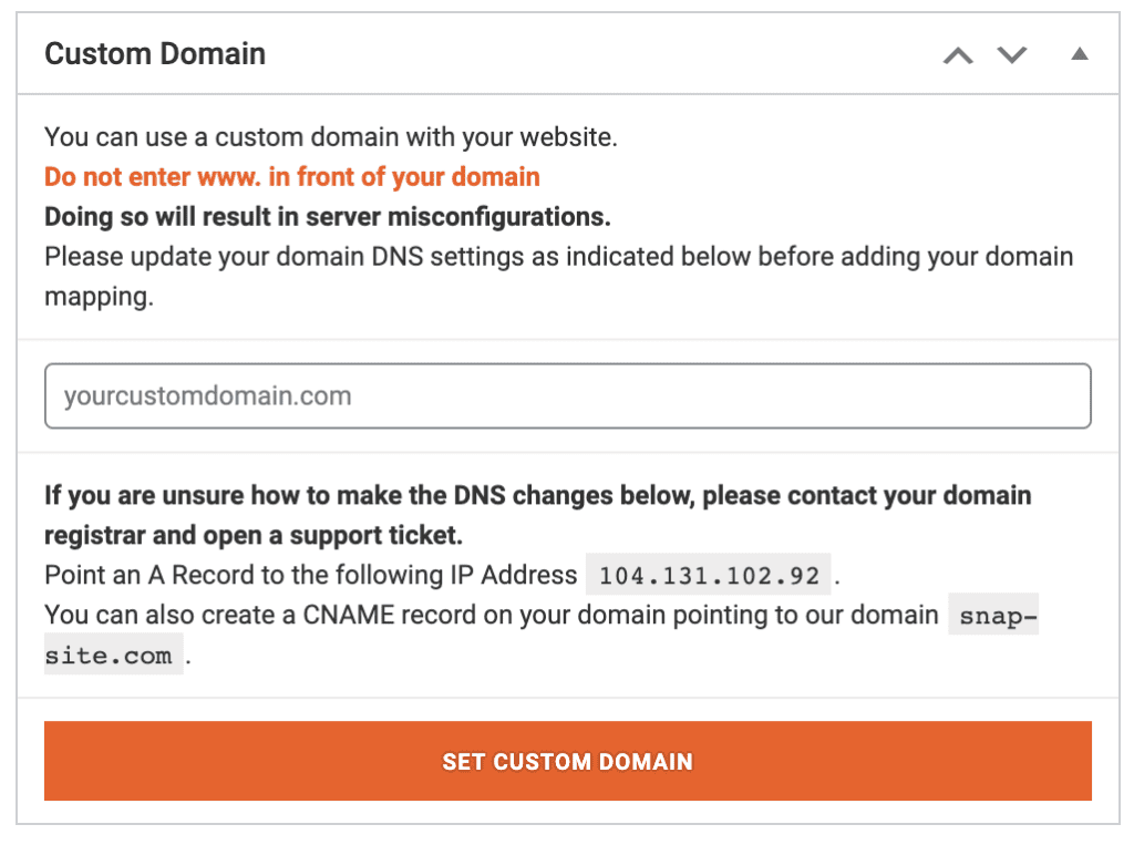 SnapSite Domain Mapping Settings